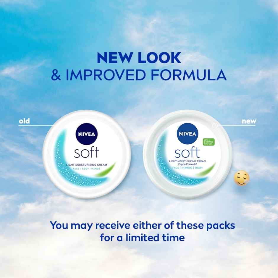 NIVEA Soft Moisturizing Cream Vitamin E Face Cream, Body Moisturizer 72H Hydration Dry & Normal Skin