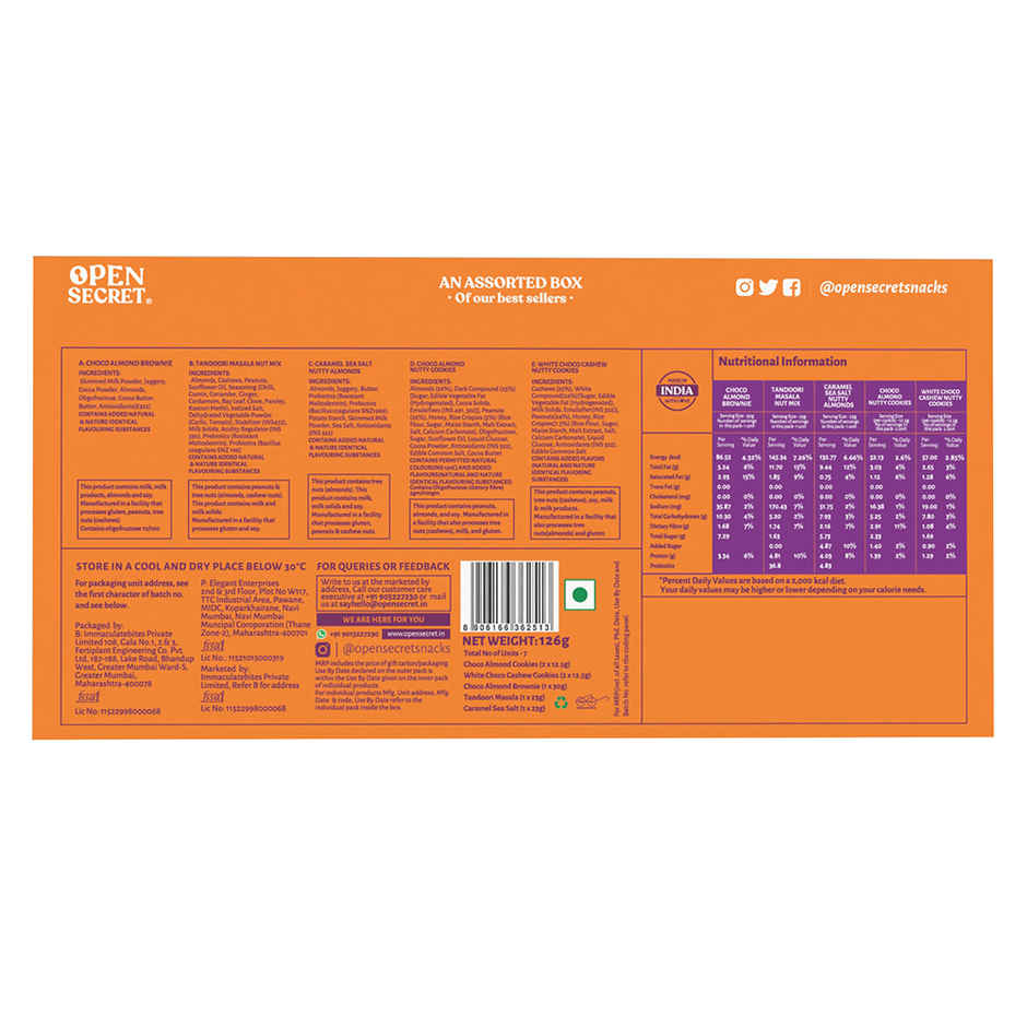 Open Secret Festive Chocolate Cookies, Flavoured Nuts and Brownie