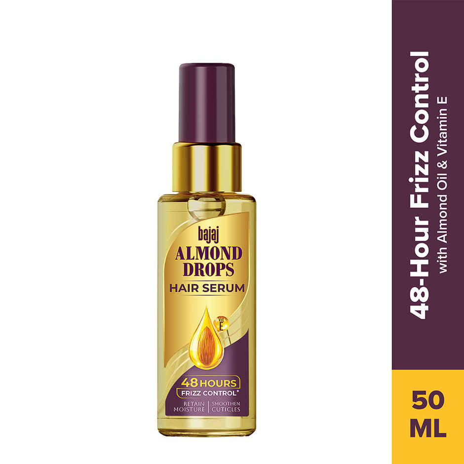 Bajaj Almond Drops Hair Serum with Almond Oil & Vitamin E, Nourishes Dry & Frizzy Hair up to 48 hrs