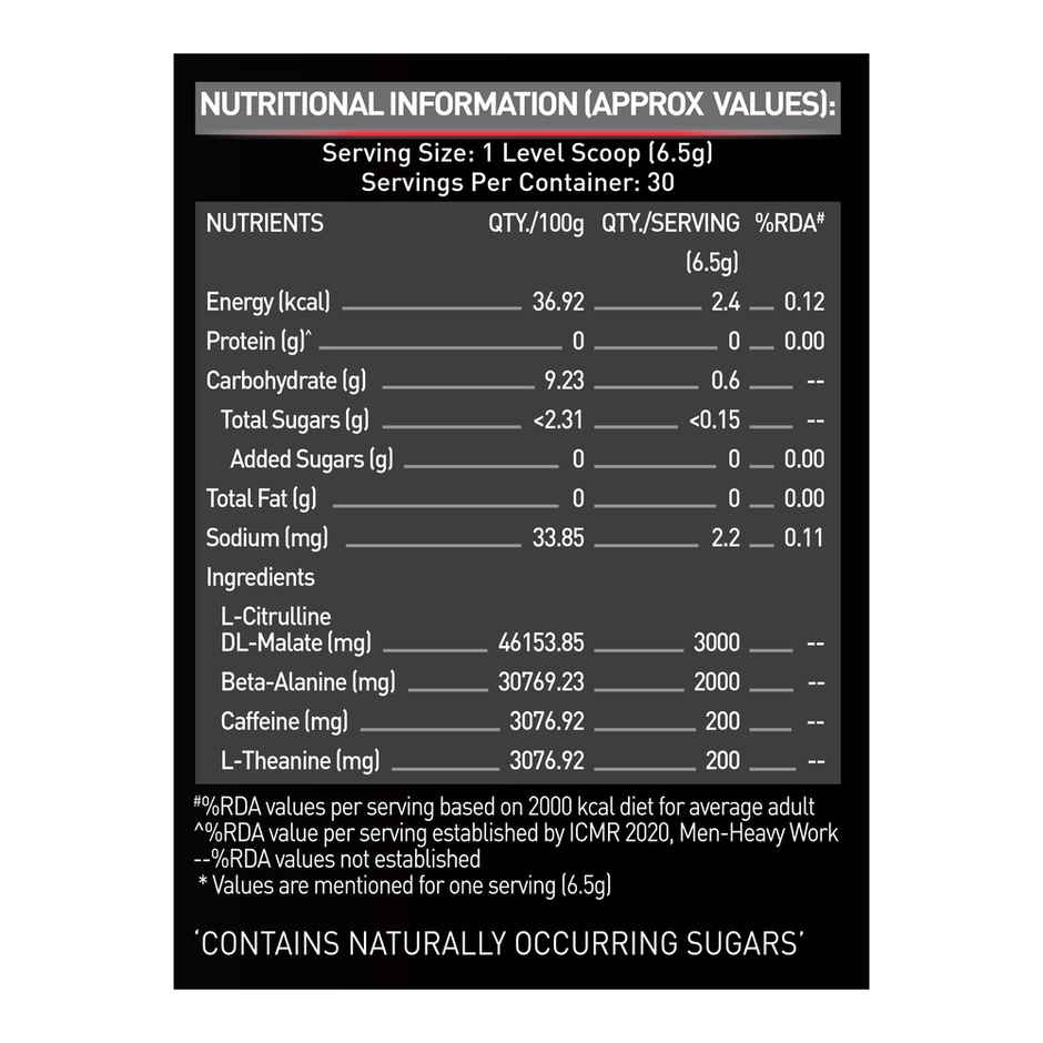 MuscleBlaze Pre Workout 200 Xtreme (Fruit Punch, 30 Servings)