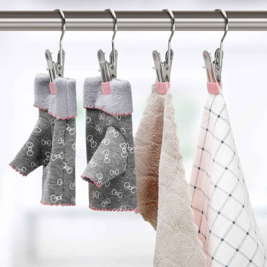 Se7en Laundry Hook Hanging Clip | Metal Hangers for Home, Bathroom, and Travel | Assorted Colour