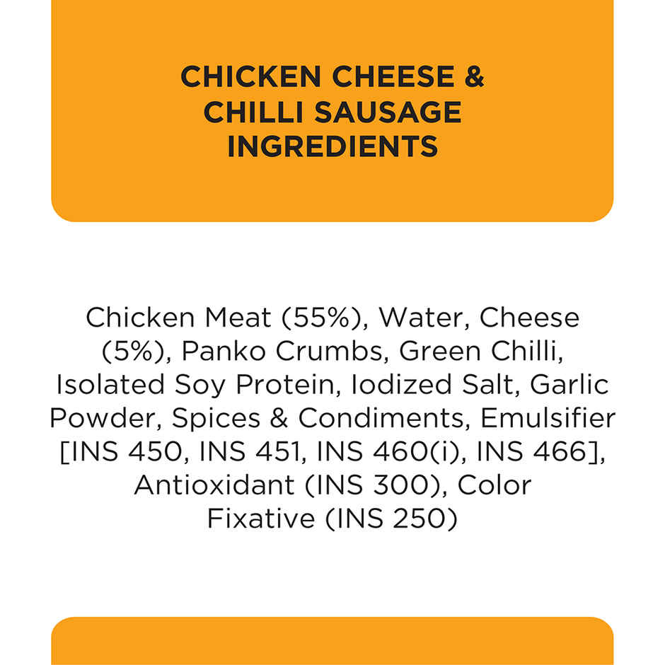 Prasuma Chicken Cheese & Chilli Sausage High Protein 250g | No MSG or Preservatives