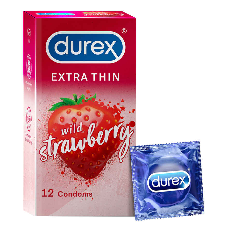 Durex Extra Thin Wild Strawberry Flavoured Condoms