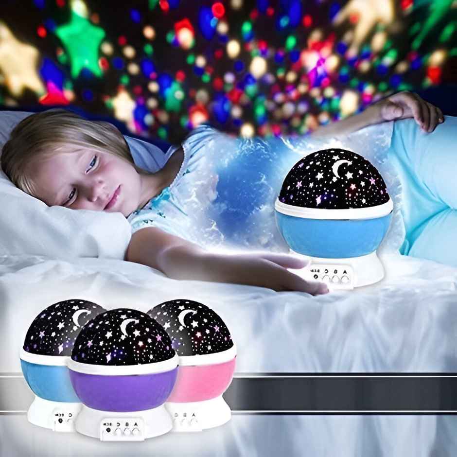 Toyshine Star Moon Night Light Projector with 12 Color Modes, 360 Degree Rotating Lamp for Kids