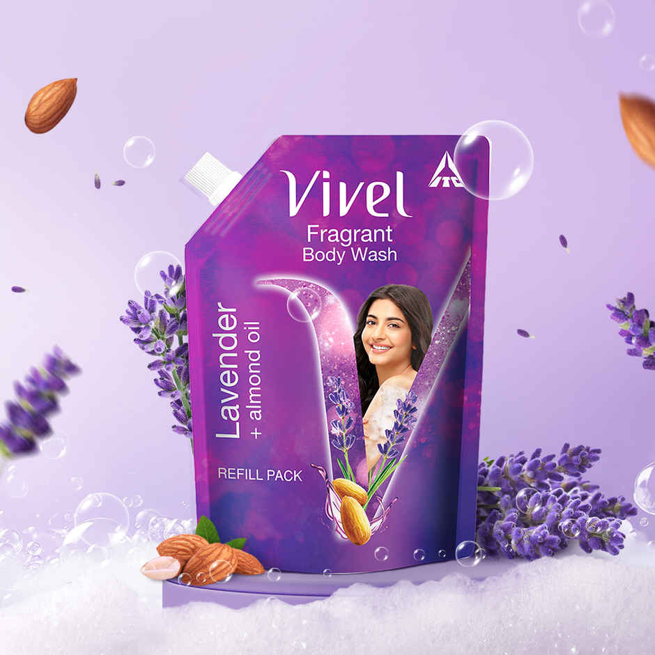 Vivel Body Wash Lavender & Almond Oil Shower Creme Liquid Refill Pouch