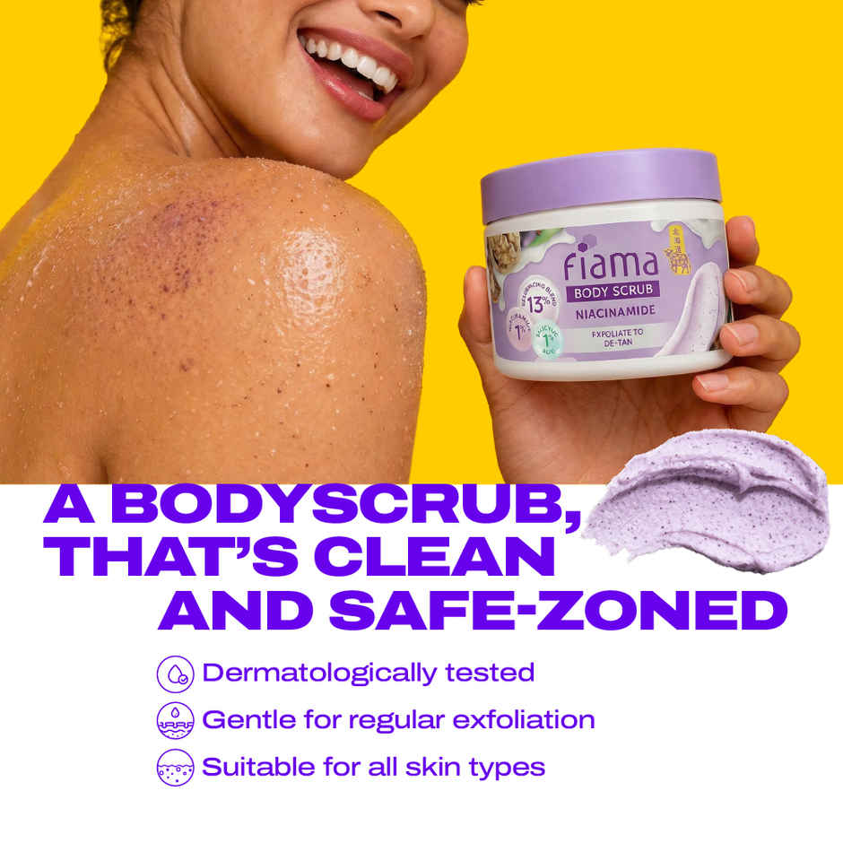 Fiama De Tan Body Scrub with 1% Niacinamide | Exfoliating Scrub for Instant Brightness