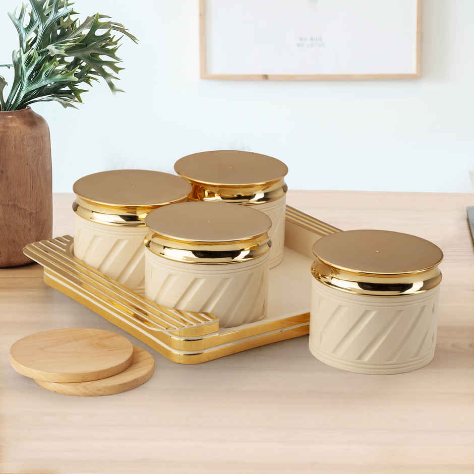 Selvel Airtight Dry Fruit Container|430ml|With Lid & Tray|Sweets, Snacks,Chips|EleganceIvory