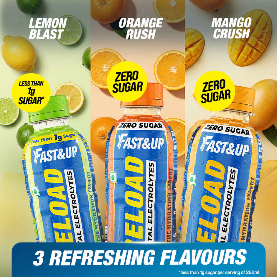 Fast&Up Reload Lemon Low Sugar Energy Drink l Instant Electrolytes | Healthy & Refreshing Drink