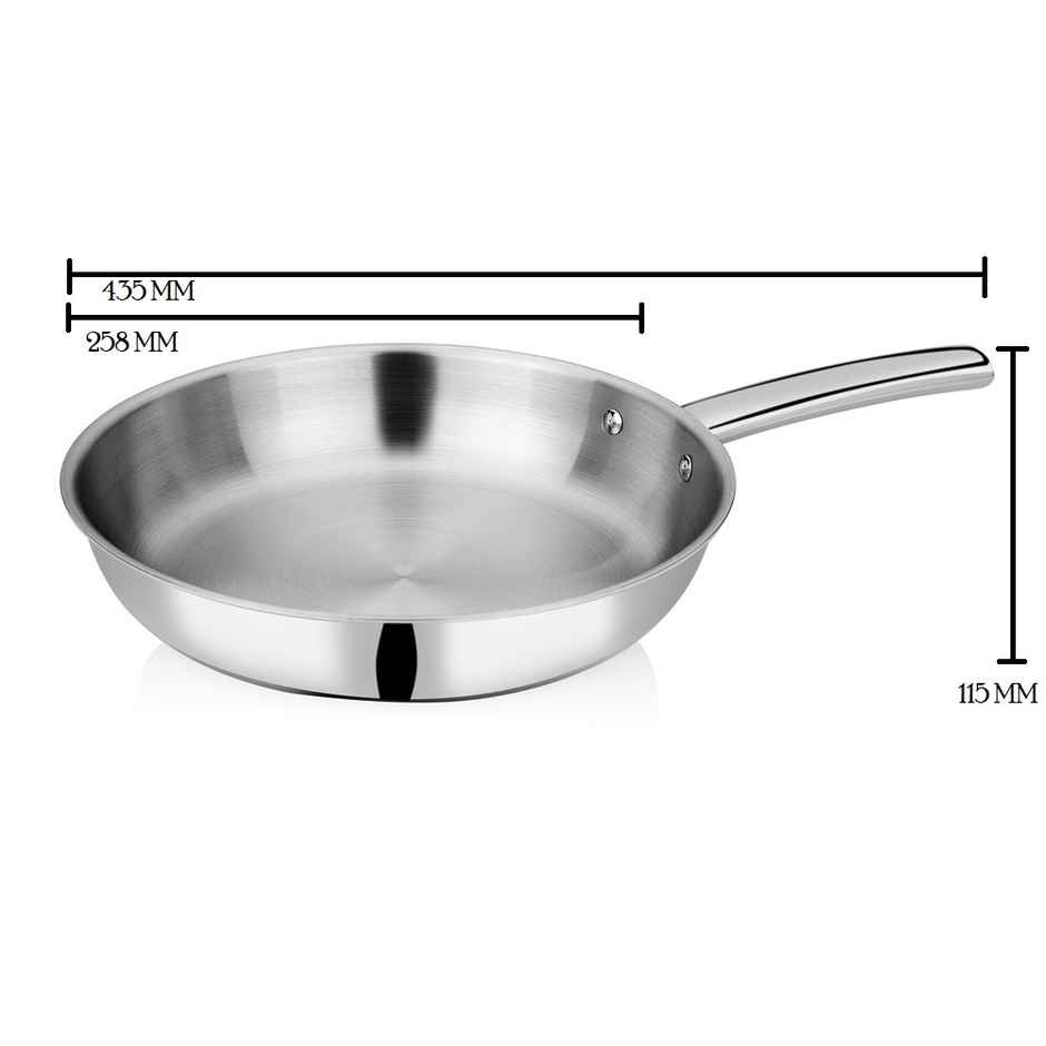 Bhalaria Triply Stainless Steel Fry Pan | Induction & Gas Stove Compatible | 24 cm | 1.5 L