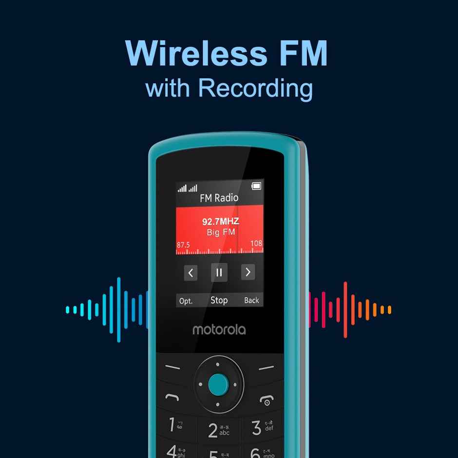 Motorola A10V Dual Sim Keypad Phone | 1.8 Inch Display| Wireless Fm |Auto Call Recording |Teal Blue