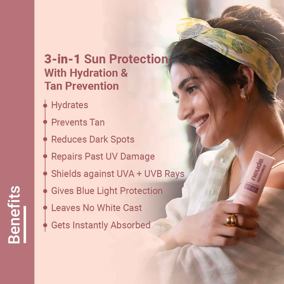 Neude SPF 45 PA+++ Moisturizing Mineral 3-In-1 Sunscreen | Tan Prevention, No White Cast 50 Ml