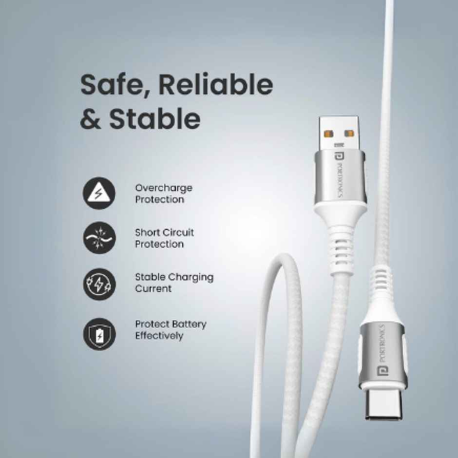 Portronics Type C to Type C Cable | White