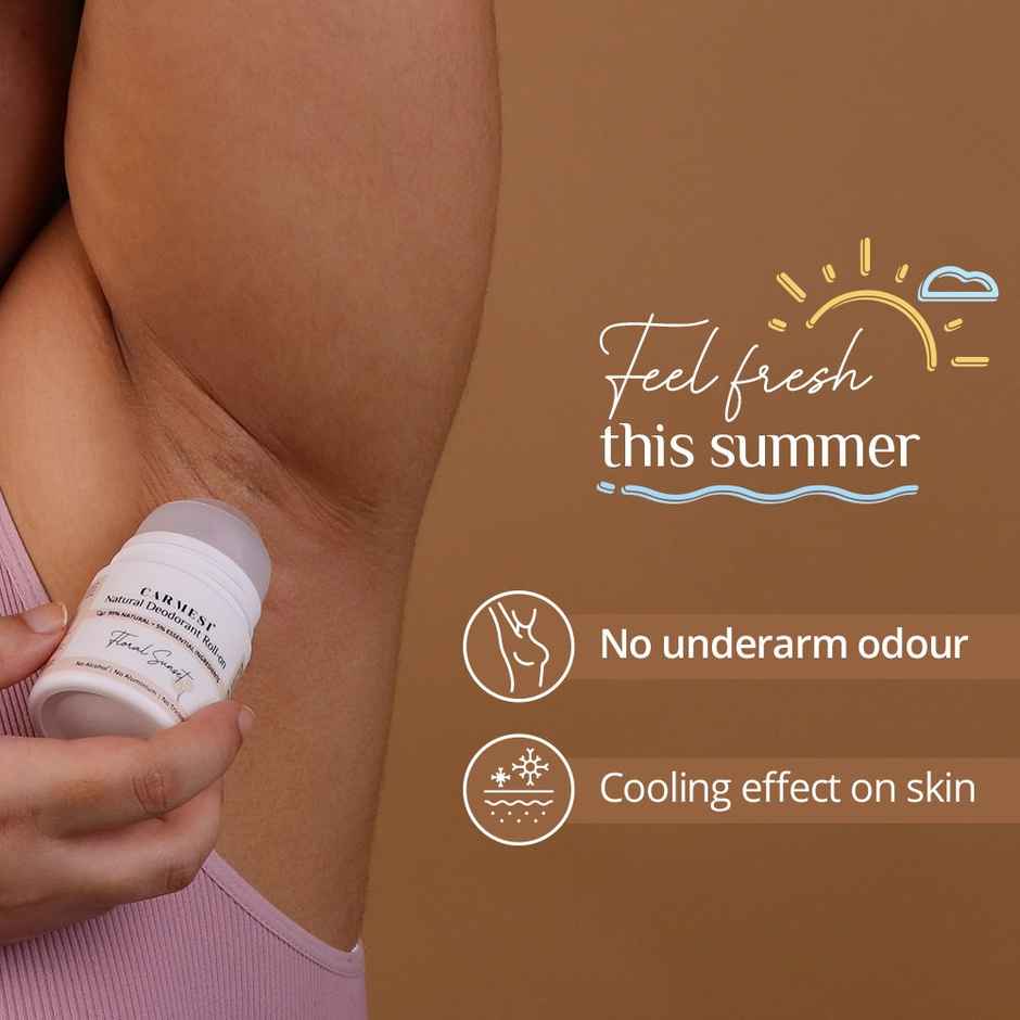Carmesi Natural Deodorant Roll-On For Women Floral Sunset