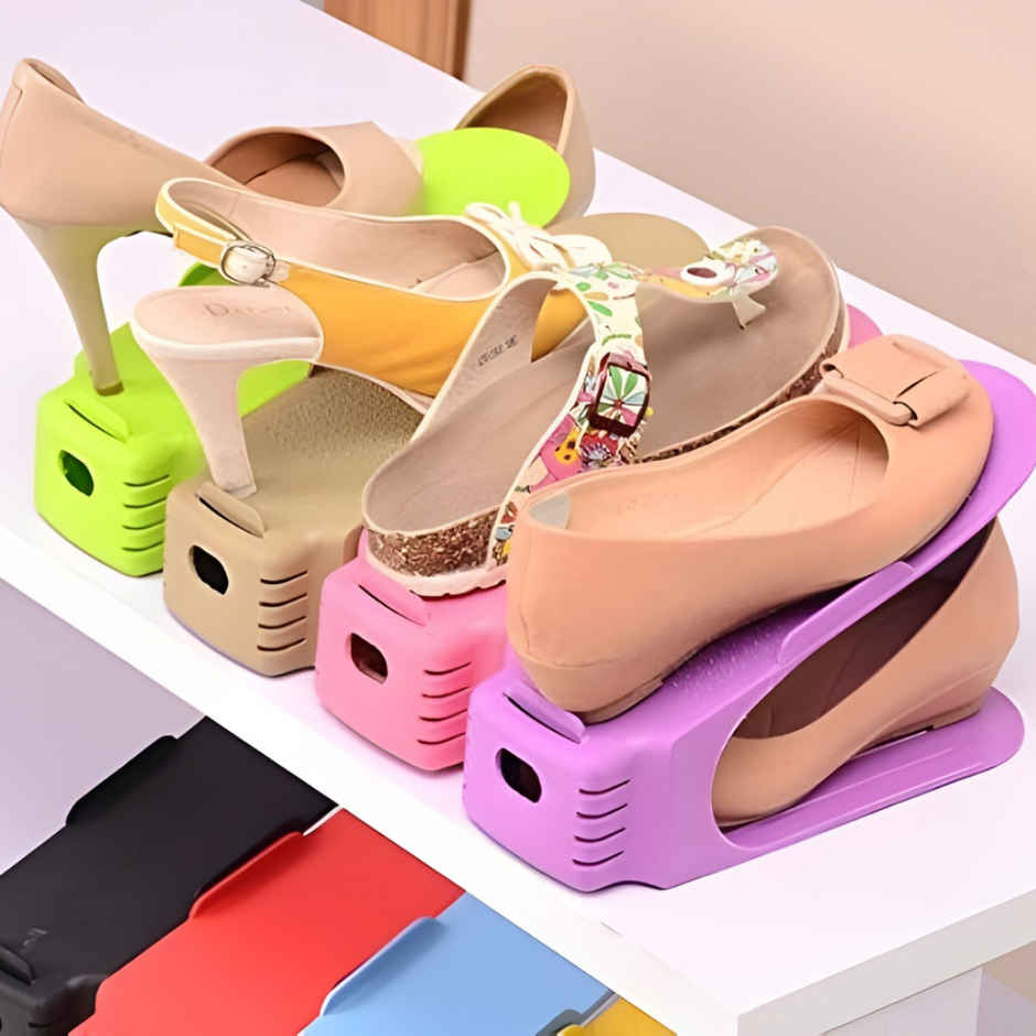 Se7en Adjustable Space Saving Shoe Rack Slots Organizer | Assorted Color