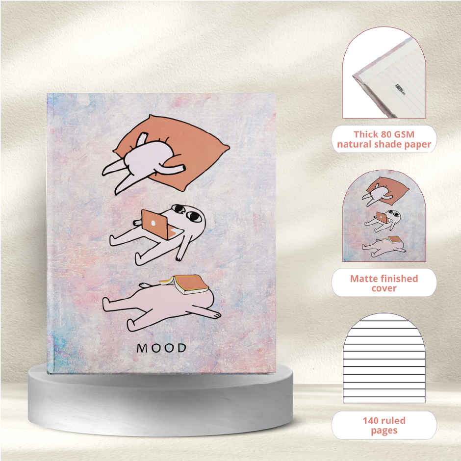 Papboo Mood Single Ruled Hardbound Notebook Diary, (22 X 17.5 Cm), 80 Gsm, 140 Pages