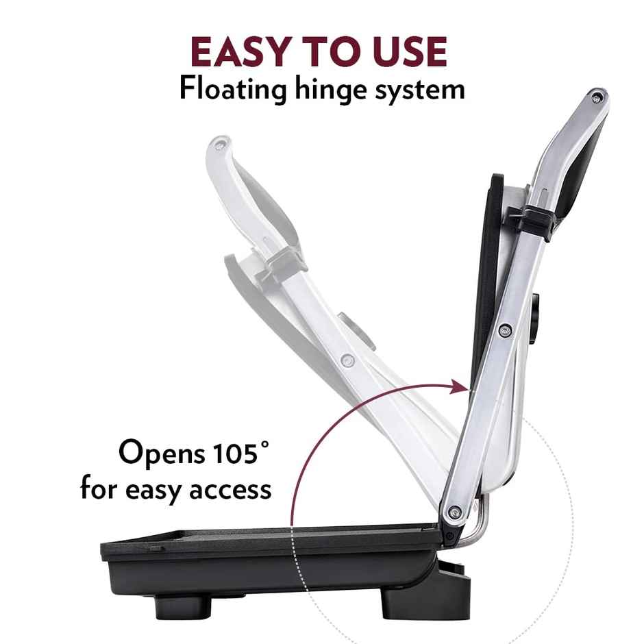 Borosil 2000W Super Jumbo Grill Sandwich Maker,Make 4 Sandwich At a Time, Nonstick Coating Plates