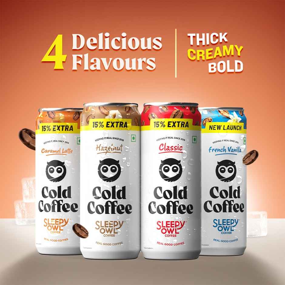 Sleepy Owl Caramel Latte Cold Coffee Can