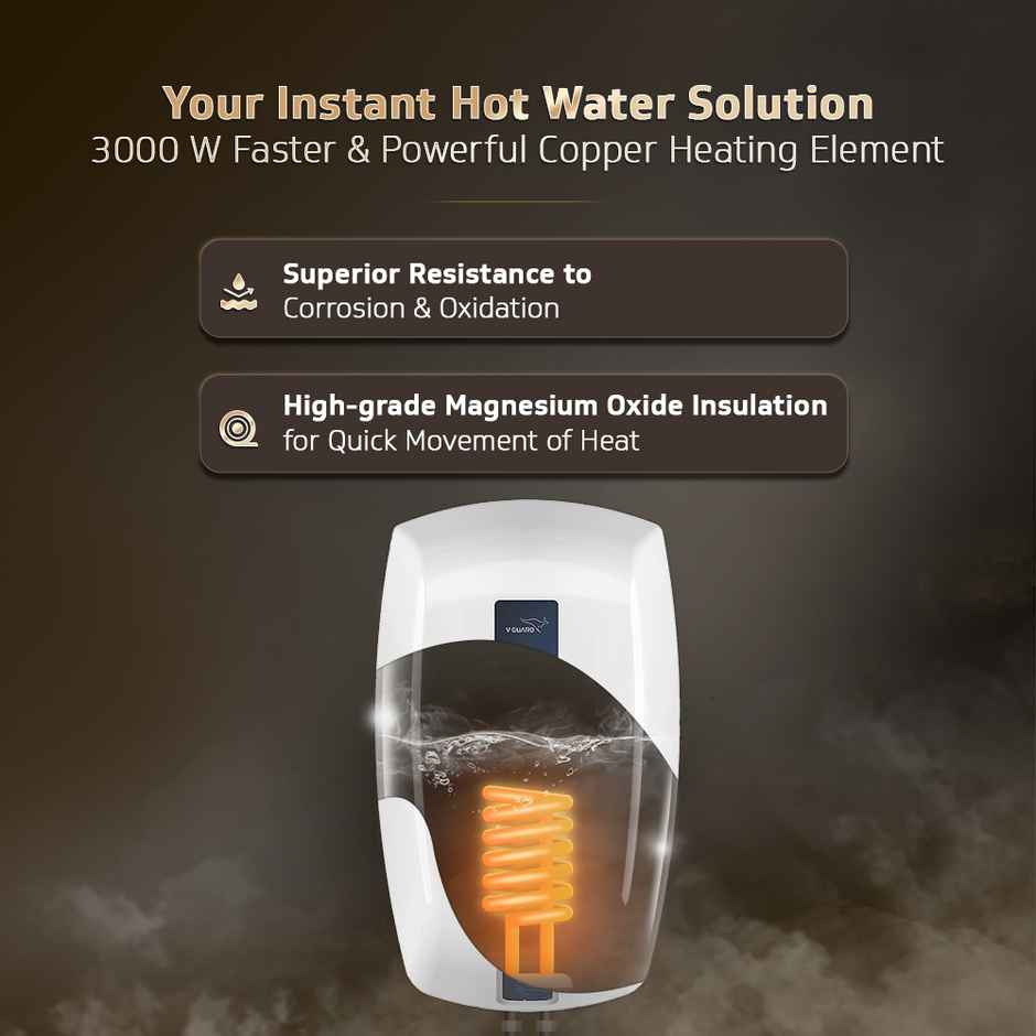 V-Guard Zio Instant Water Geyser | 3 Litre | 3000 W Heating | White-Blue