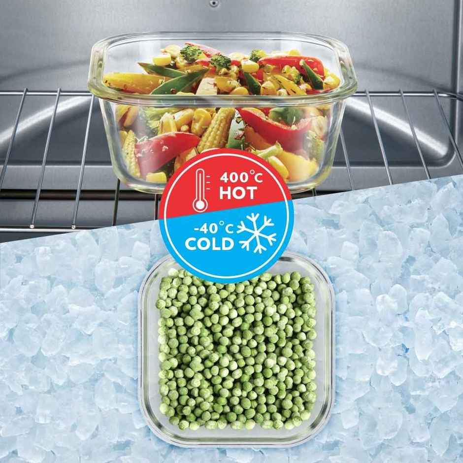 Borosil Klip N Store Storage Container With Airtight Lid (320 ml) | Borosilicate Glass