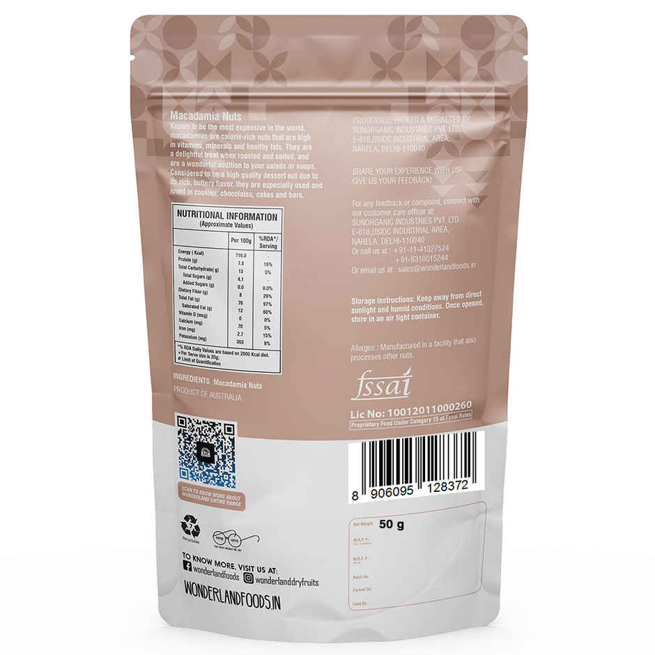 Wonderland Foods Vrat Macadamia Nuts