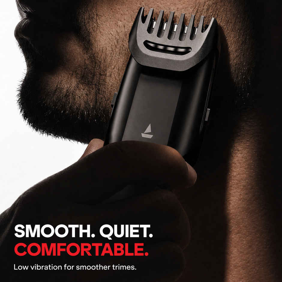 boAt Slazer S100 Beard Trimmer | 300 min Runtime | Fast Charging | Adjustable Comb | Phantom Black