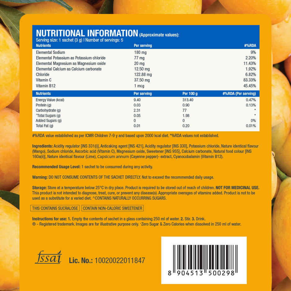 Fast&Up Reload Electrolytes Zero Sugar Stick Pack Mango Samba