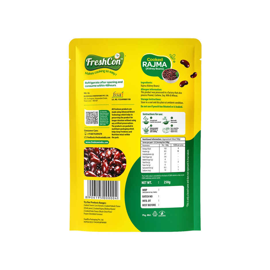 921 Rozana Basmati Rice (1kg) & Freshcon Cooked Rajma | Kidney Beans (250g) Combo
