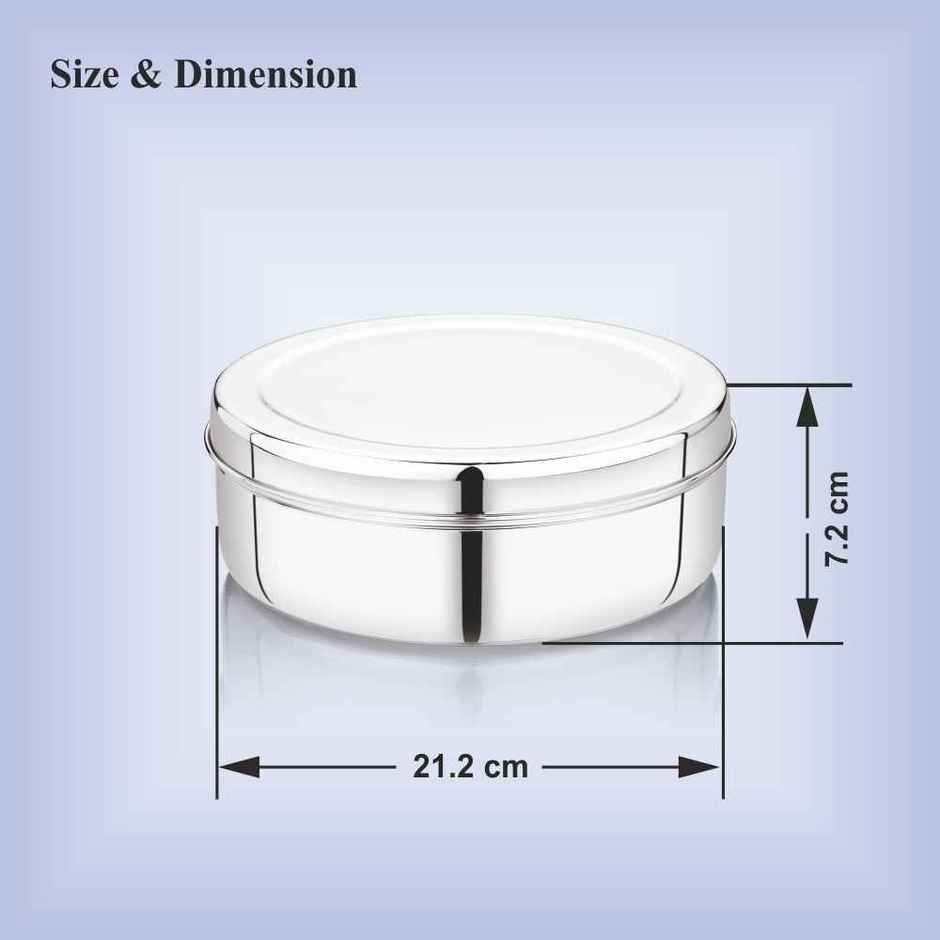 Steelera Stainless Steel Puri Dabba / Food Storage / Containers | Food Safe | 2 L