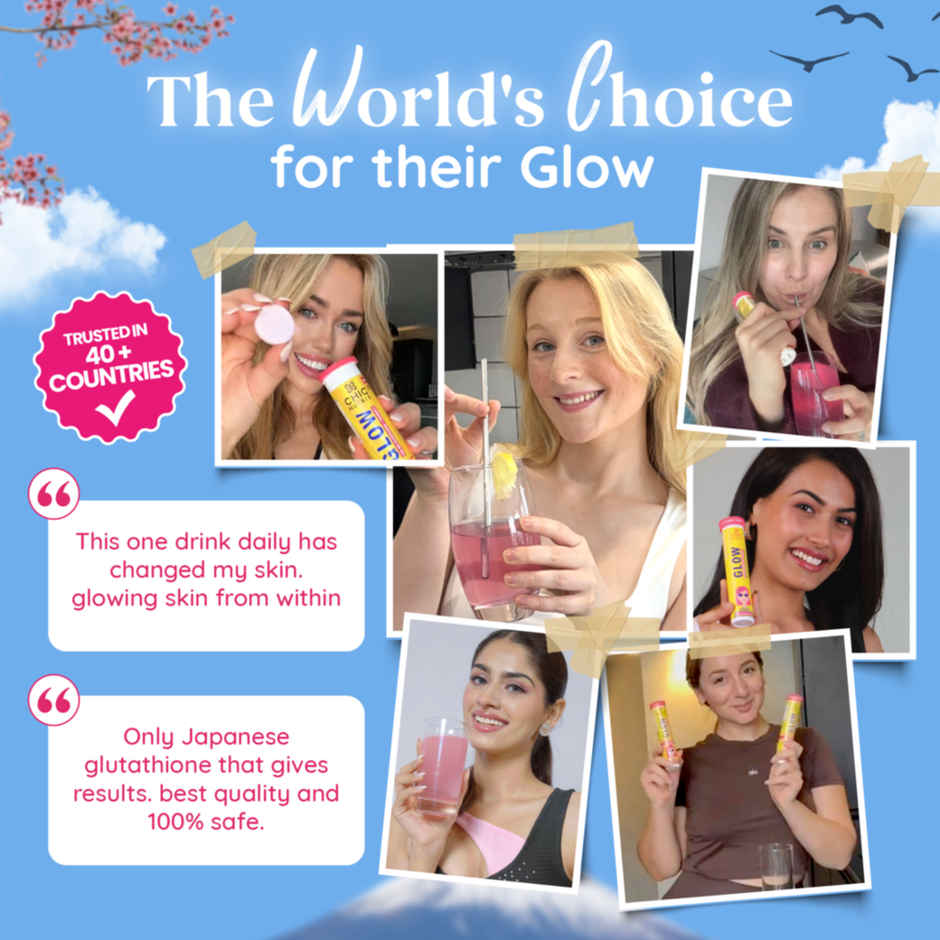 Chicnutrix Glow Japanese Glutathione & Vit. C for Brighter Skin| Strawberry-Lemon flavour Combo 