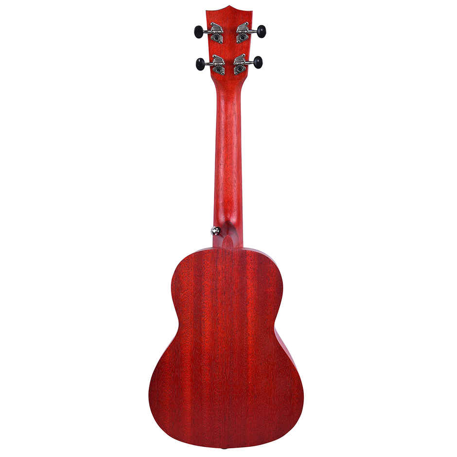 Kadence Concert Ukulele 23inch Spring Summer Edition, Mulberry Red with Rose, Strap & Bag