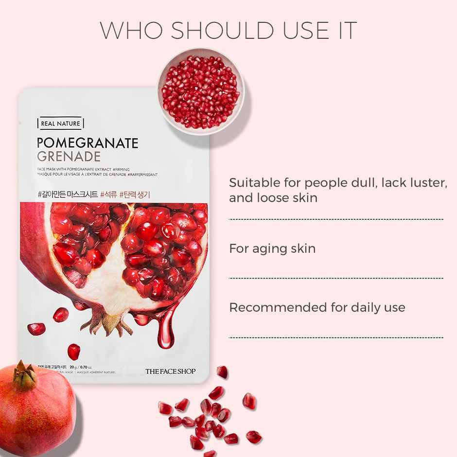 The Face Shop Real Nature Pomegranate Face Mask (Sheet Mask) Combo