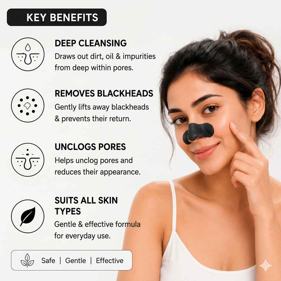The Natural Wash Charcoal Nose Strips For Blackheads And Whiteheads | With Witch Hazel