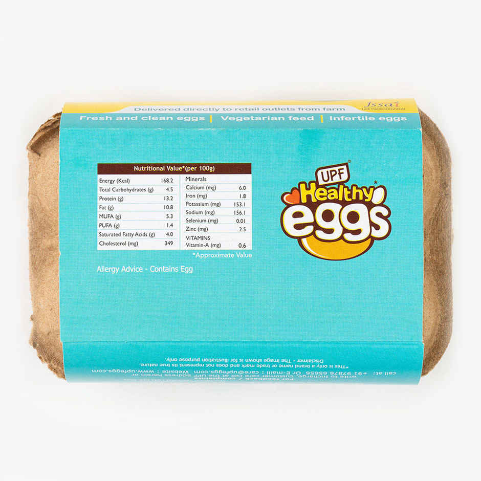 UPF Healthy White - Large Eggs, 6 Pieces | Protein Rich | Veg Feed | Infertile