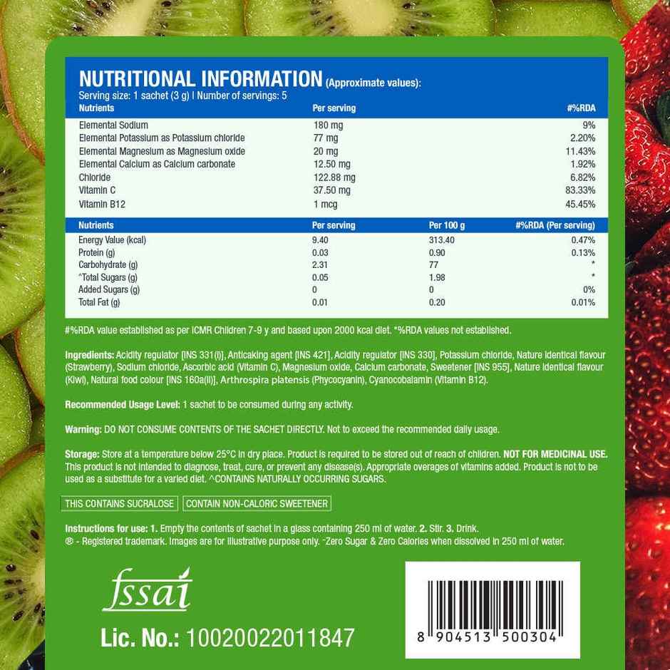 Fast&Up Reload Zero Sugar Instant Hydration Sticks With 5 Essential Electrolytes | Kiwi Berry