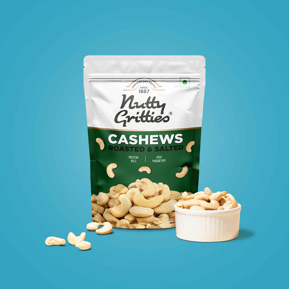 Nutty Gritties Roasted Cashews - Lightly Salted, Zero-Oil, Crunchy