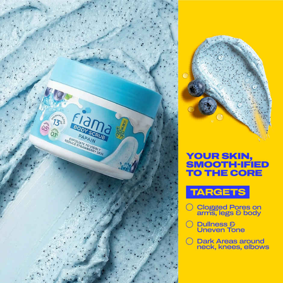 Fiama Strawberry Skin Polishing Body Scrub, with Papain Enzyme For Polished Glow