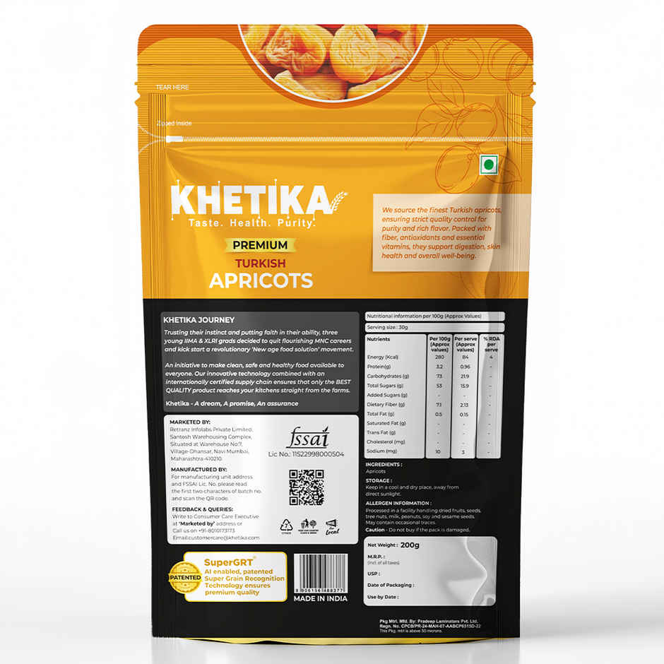 Khetika Premium Turkish Apricot (Khubani) | Rich in Fiber & Antioxidants
