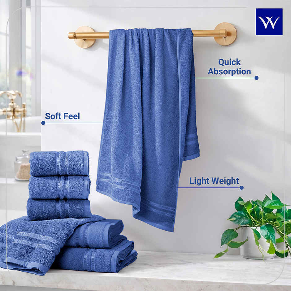 Welspun Large Quick Dry Cotton Lightweight Breathable Bath Towel | Dark Blue