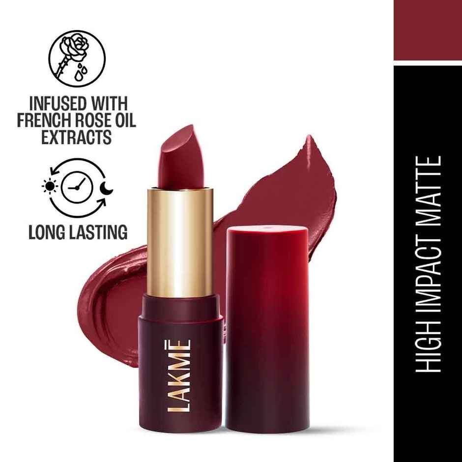 Lakme Forever Matte Lipstick Made With French Rose Oil Extracts - Burgundy Bloom