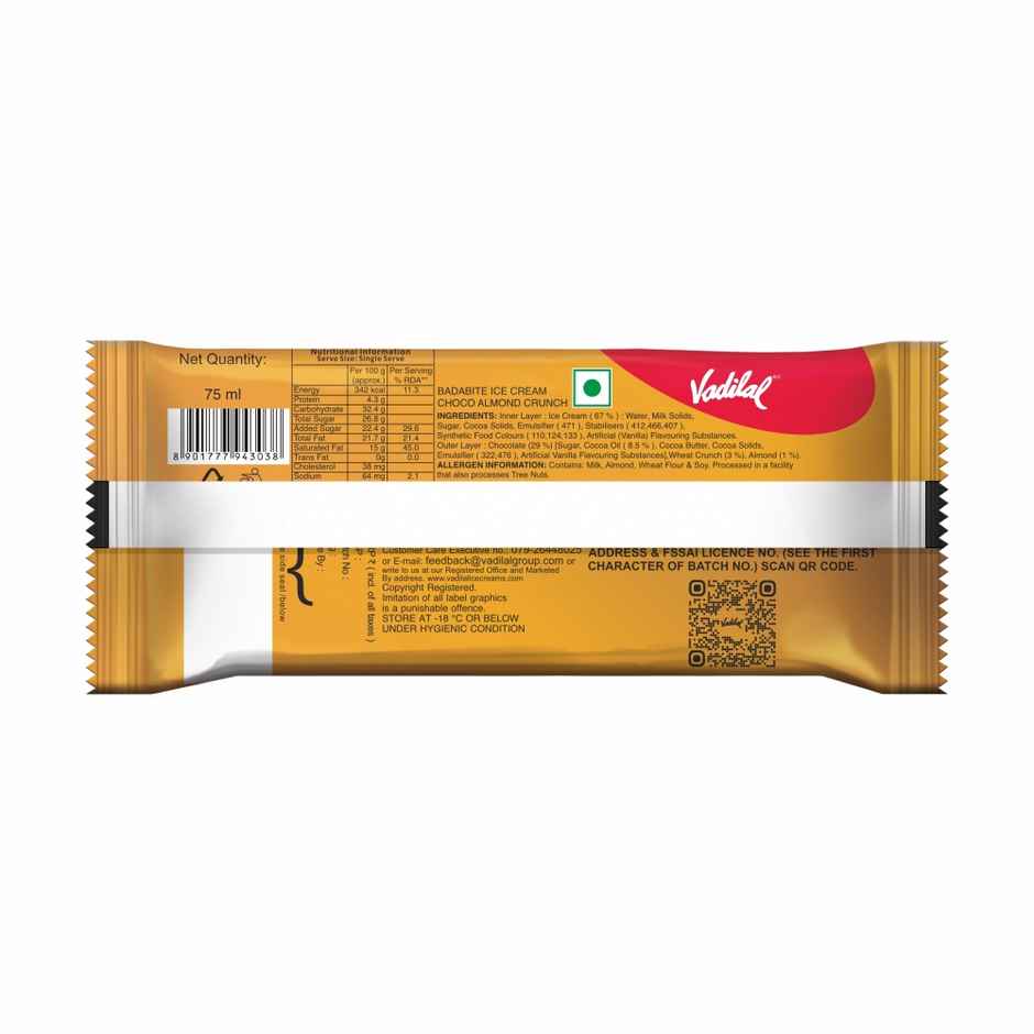 Vadilal Almond Crunch Badabite Ice Cream Stick