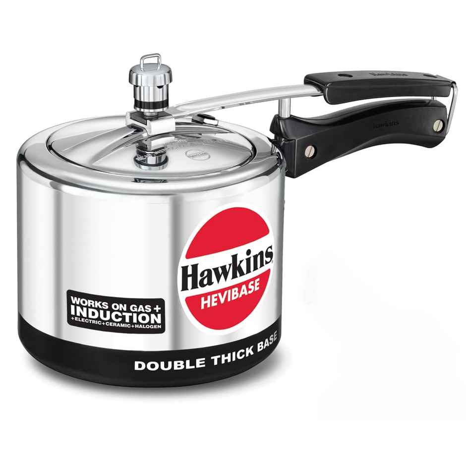 Hawkins 3 Litre Hevibase Pressure Cooker, Induction Inner Lid Cooker, Silver (Ih30)