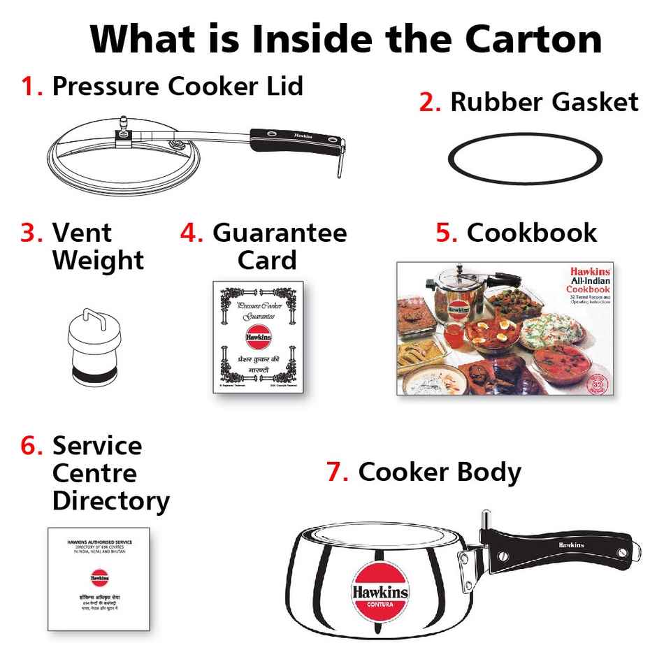 Hawkins 1.5 Litre Contura Pressure Cooker Handi Inner Lid Cooker - Silver