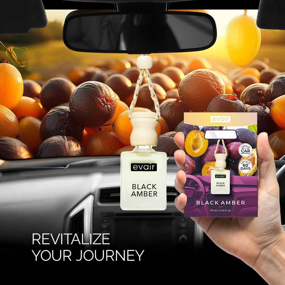 Evair Black Amber Hanging Car Air Freshener - 10 ml