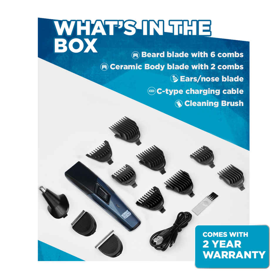 Bombay Shaving Company 11-in-1 Beard & Body Trimmer | Type-C charging | Power Groomer| Fast charging