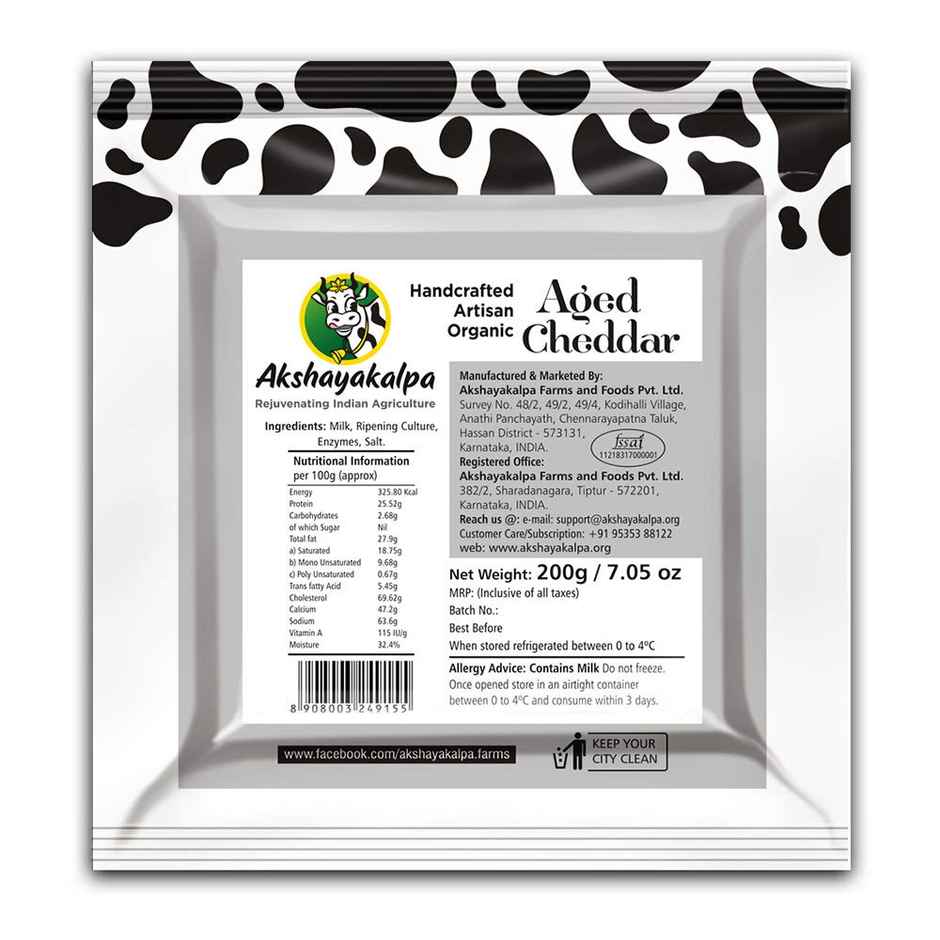 Akshayakalpa Organic Artisanal Aged Cheddar Cheese