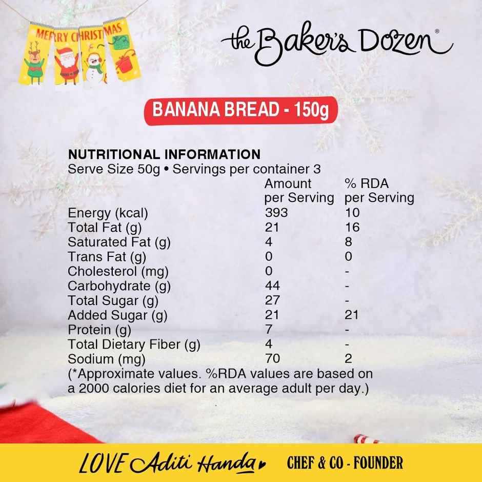 The Baker's Dozen Banana Bread 100% Wholewheat