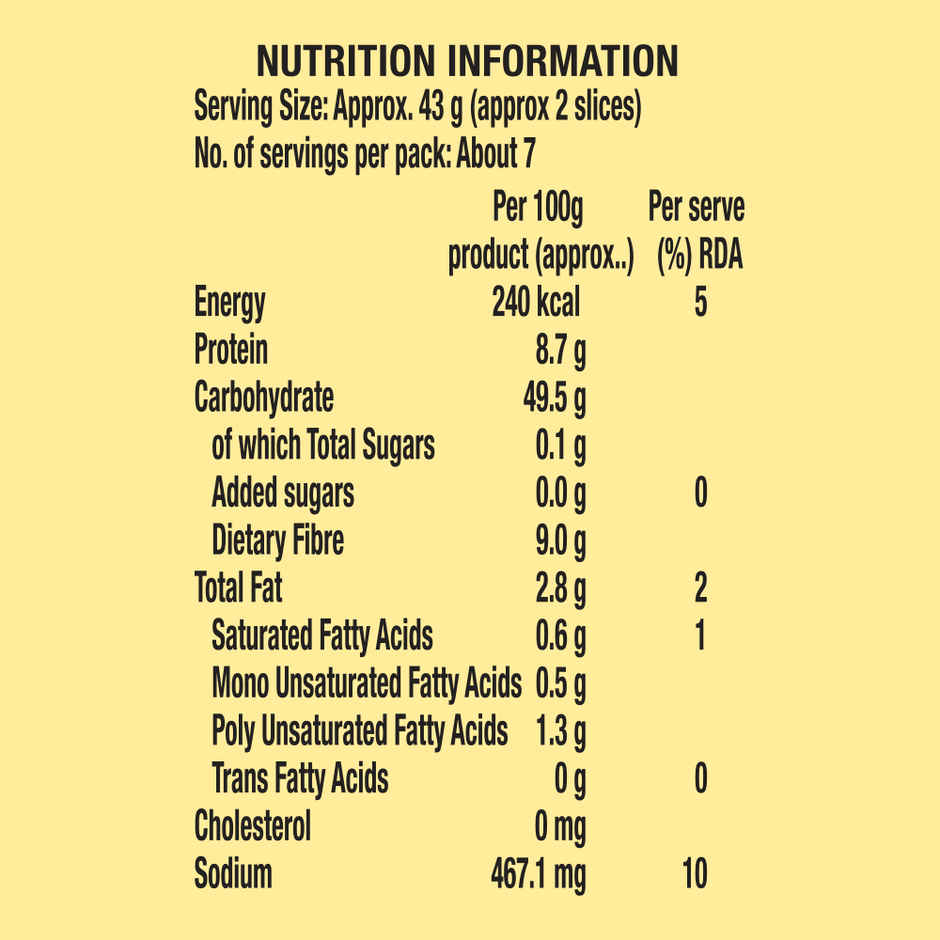 Britannia High Fiber Bread With Prebiotics (No Maida)