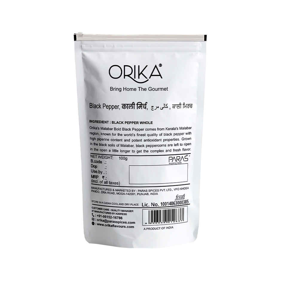 Orika Malabar Bold Black Pepper | Sabut Kaali Mirch