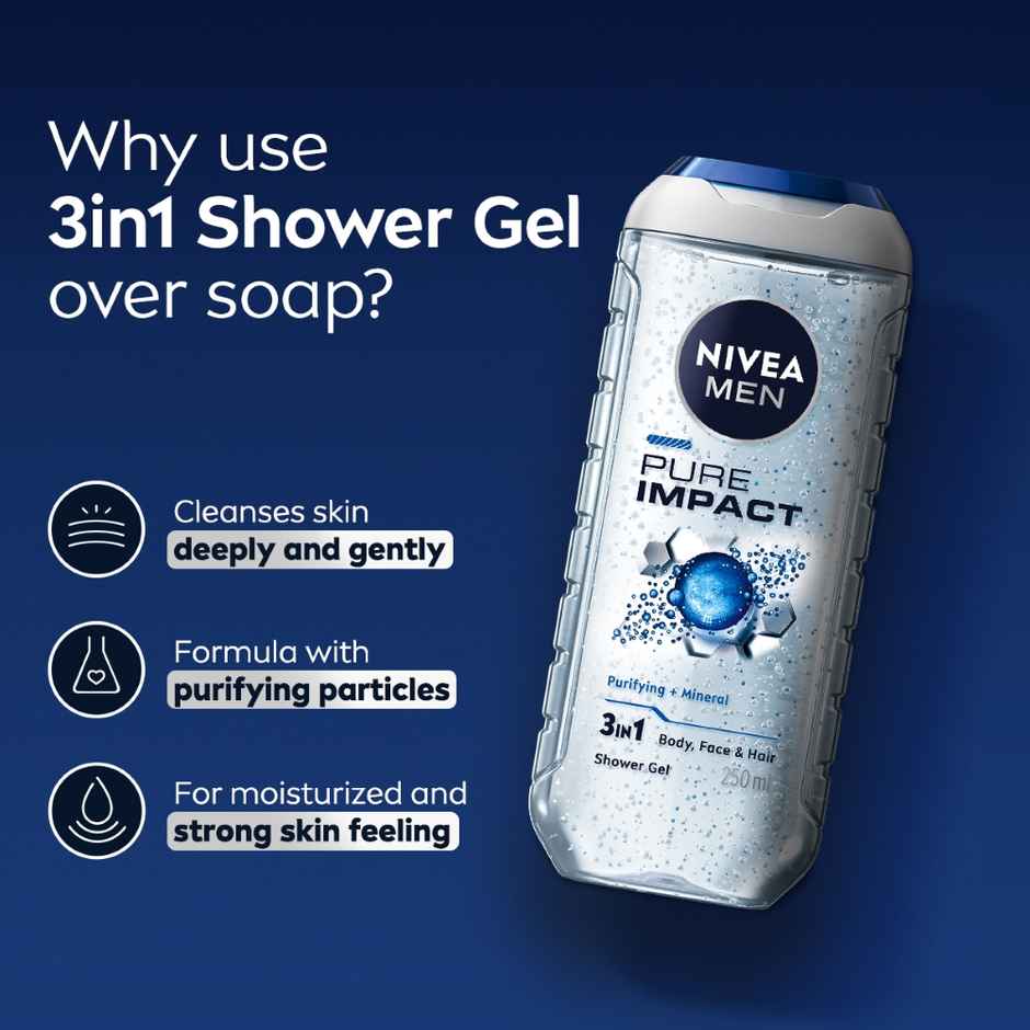 Nivea Men Pure Impact Body Wash For Face, Body & Hair