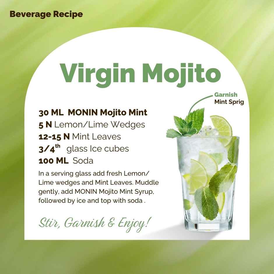 Monin Mojito Mint Syrup For Cocktails | Mocktails Mixers